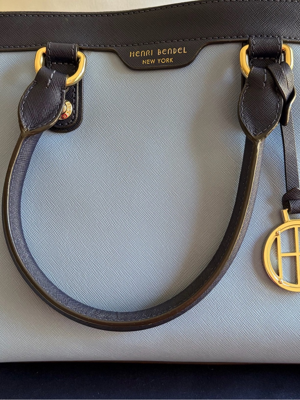 Iconic Henri Bendel Blue Color Block West 57th Carryall Satchel